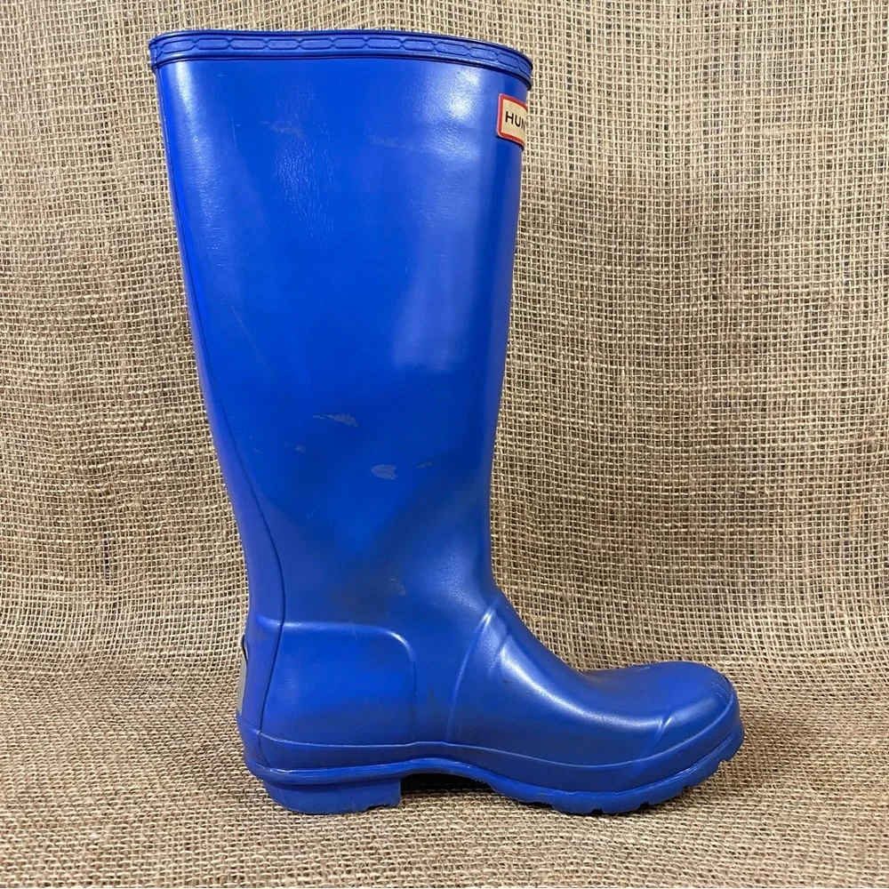 Hunter Rain Boots Original Blue Rubber Tall Pull On Waterproof Size 5 - Picture 4 of 11
